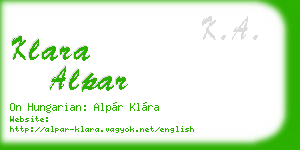 klara alpar business card